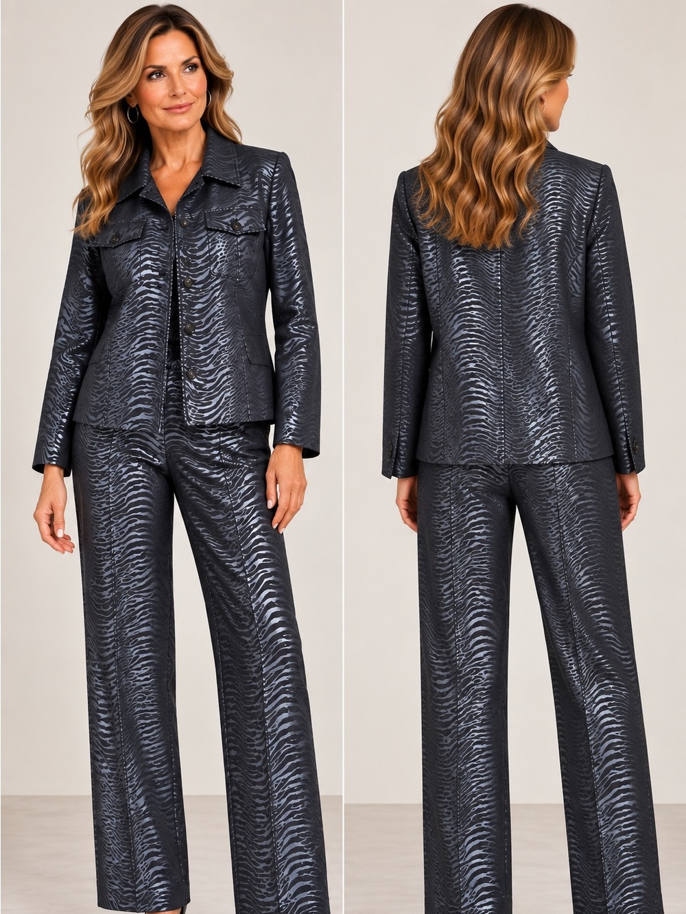 TOTO n KO Petite Zebra Print 2-Piece Pants Suit Size 12